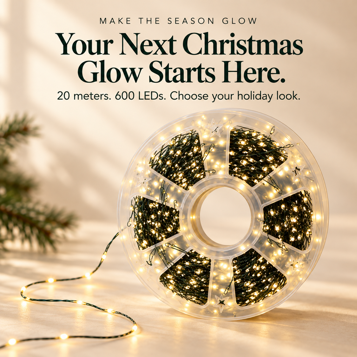 ❄️🏡20M 600-LED Christmas String Lights – Warm White or Multicolor Holiday Tree Lights🎅💖