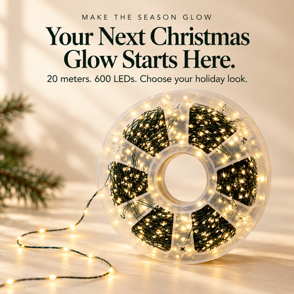 ❄️🏡20M 600-LED Christmas String Lights – Warm White or Multicolor Holiday Tree Lights🎅💖