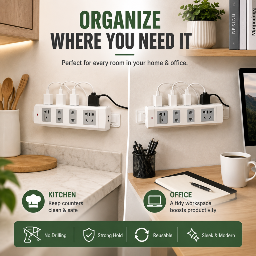 🔌Free Power Strip Holder – Peel, Stick & Organize