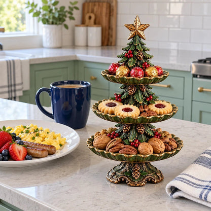 🎄 Vintage Christmas Tree 3-Tier Serving Stand