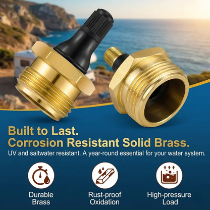 2-PCS RV Water Line Blowout Plug – Brass Air Compressor Winterizing Adapter for RV, Camper, Trailer & Boat Plumbing Systems