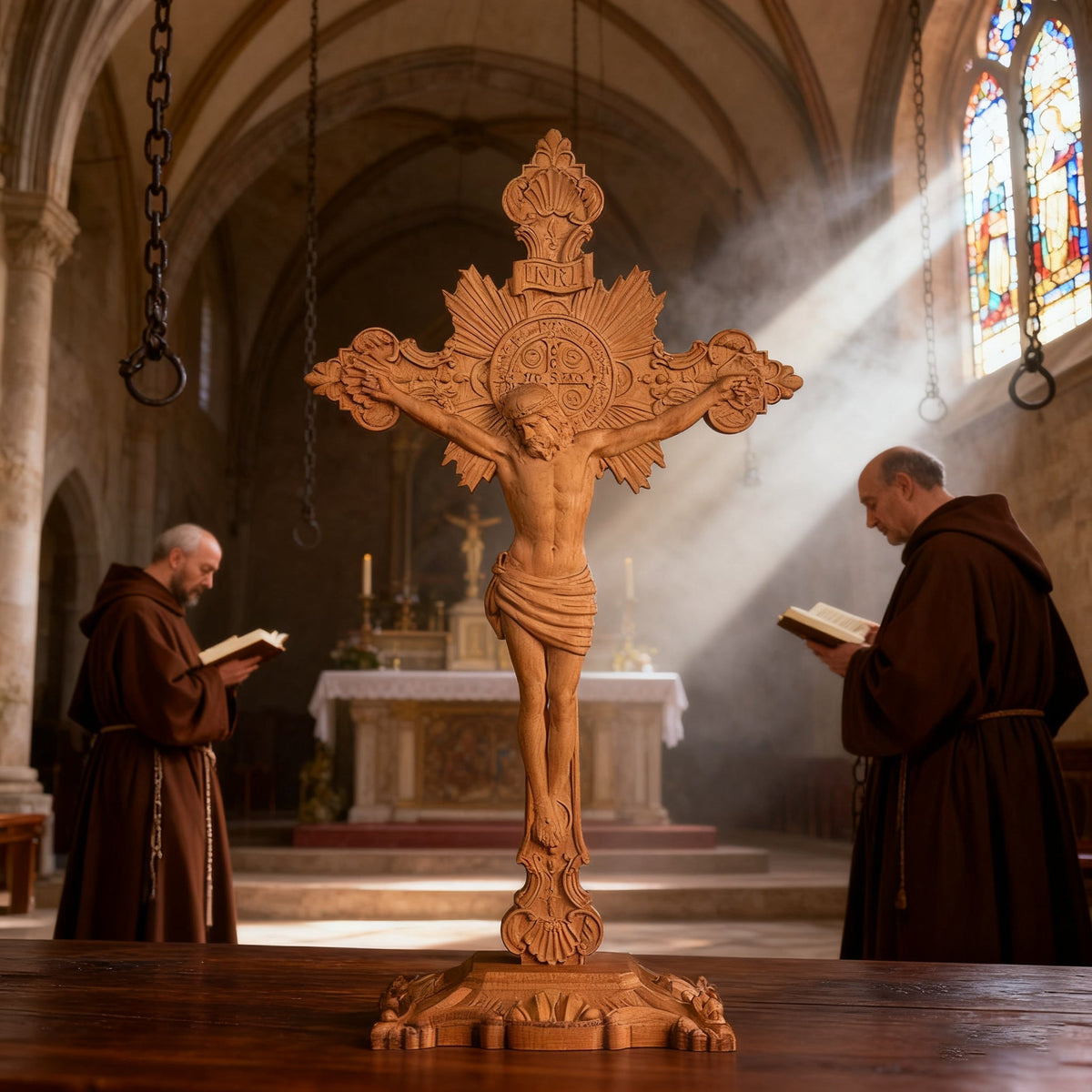 St. Benedict Exorcism Cross wood carved - Bless you and your family