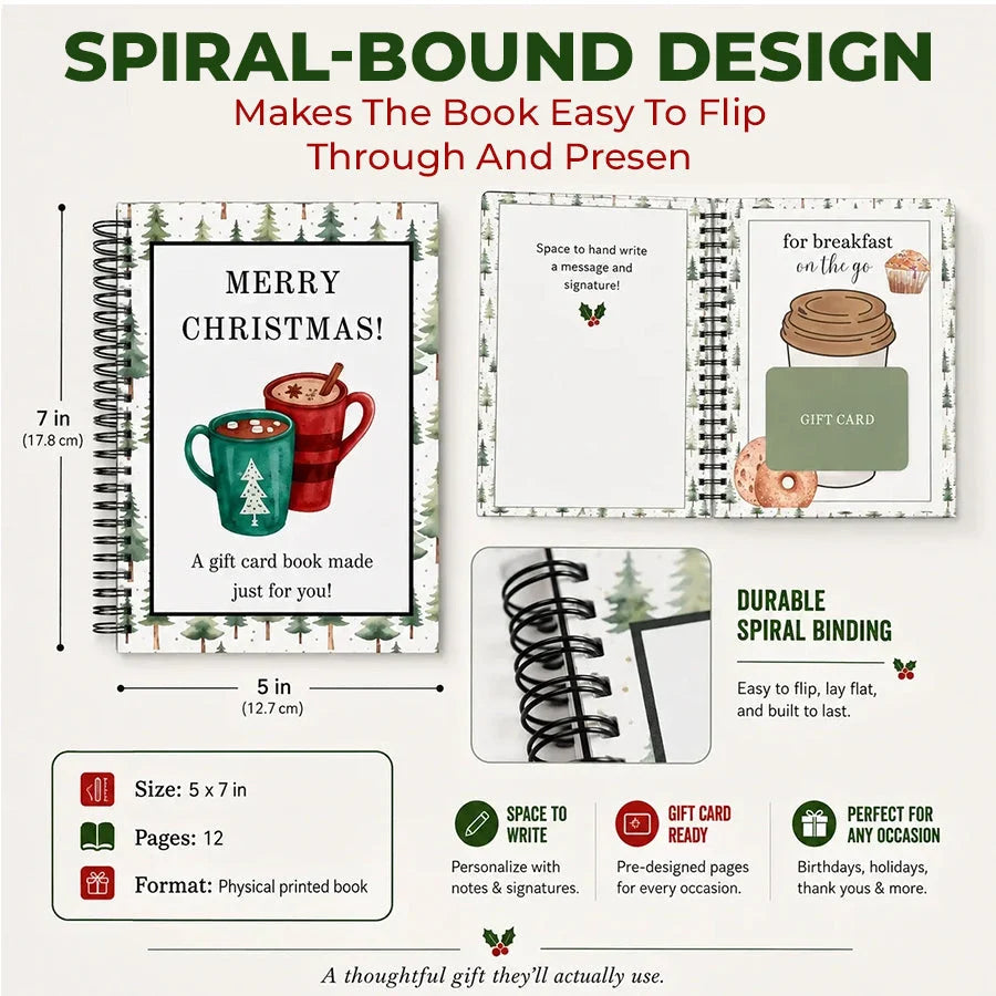 🔥 Christmas Gift Card Book – 12 Gift Card Pages & Personal Message Holder