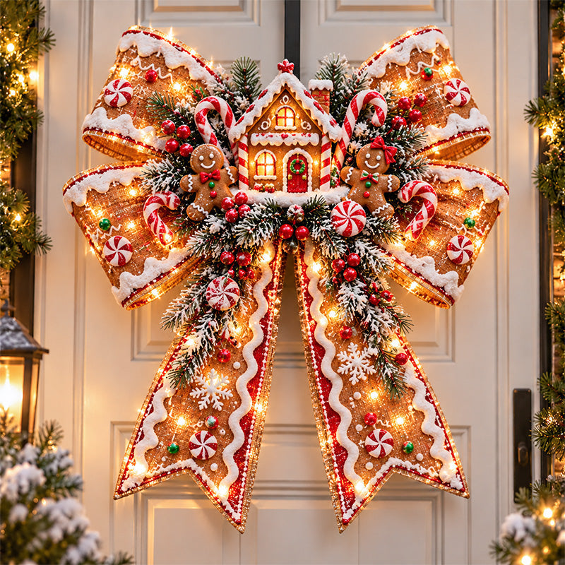 🎀 Last Day 50% OFF🔥Giant Light-Up Christmas Bows – Oversized Festive Door Decor ✨