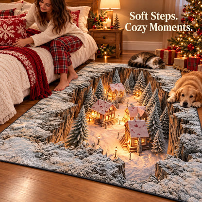 ✨🎄 Magical 3D Christmas Village Rug – Bring Winter Wonderland to Your Home! ❄️