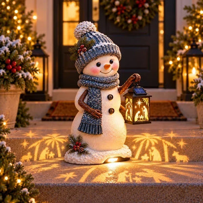 ⛄ Last Day 49% Snowman Nativity Glow™ – Solar Christmas Step Light with Holy Family Projection！！！