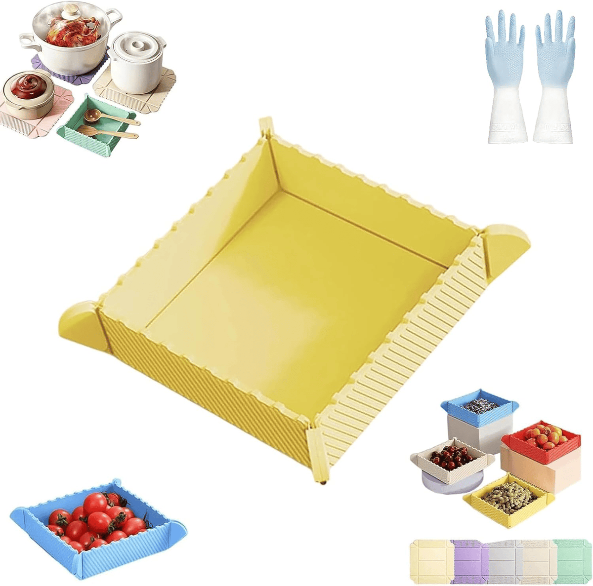 🔥2 in 1 Foldable Magnetic Silicone Trivet & Serving Tray