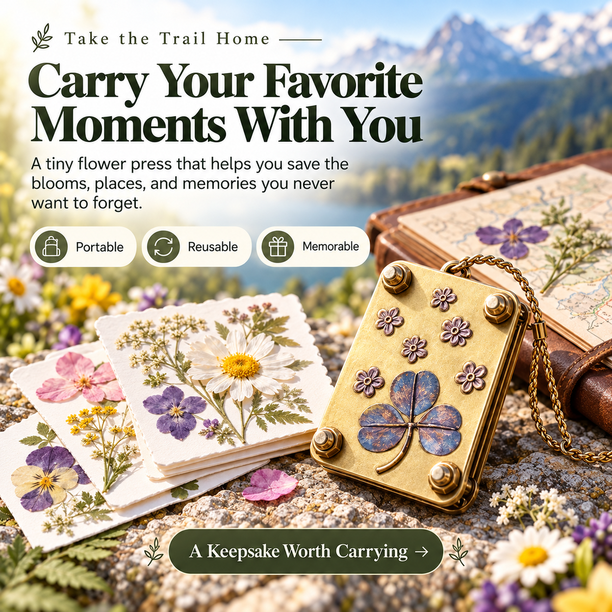 🌸🌿 Mini Portable Flower Press Keychain 🌼✨ Pocket-Sized Wildflower Press Kit 🌻🍀 Preserve Nature Memories 💐🏕️ Perfect Gift for Hikers, Campers & Flower Lovers 🎁💕