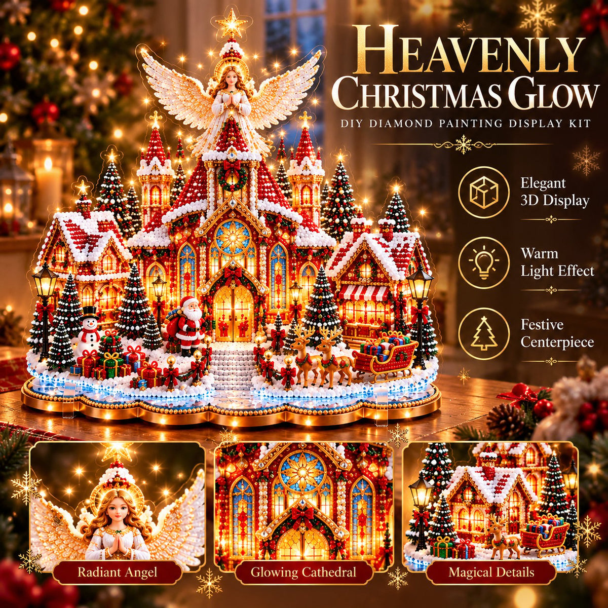🎄 DIY Light-Up Christmas Diamond Painting ✨ 3D Festive Design