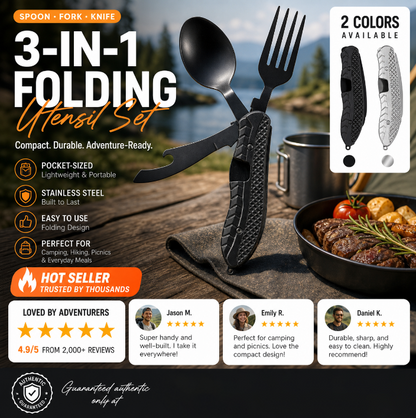 🎉🎉Surprise 50% off！🏕️Must-have for outdoor trips 🍴🥄3-In-1 Outdoor Folding Multifunctional Tableware