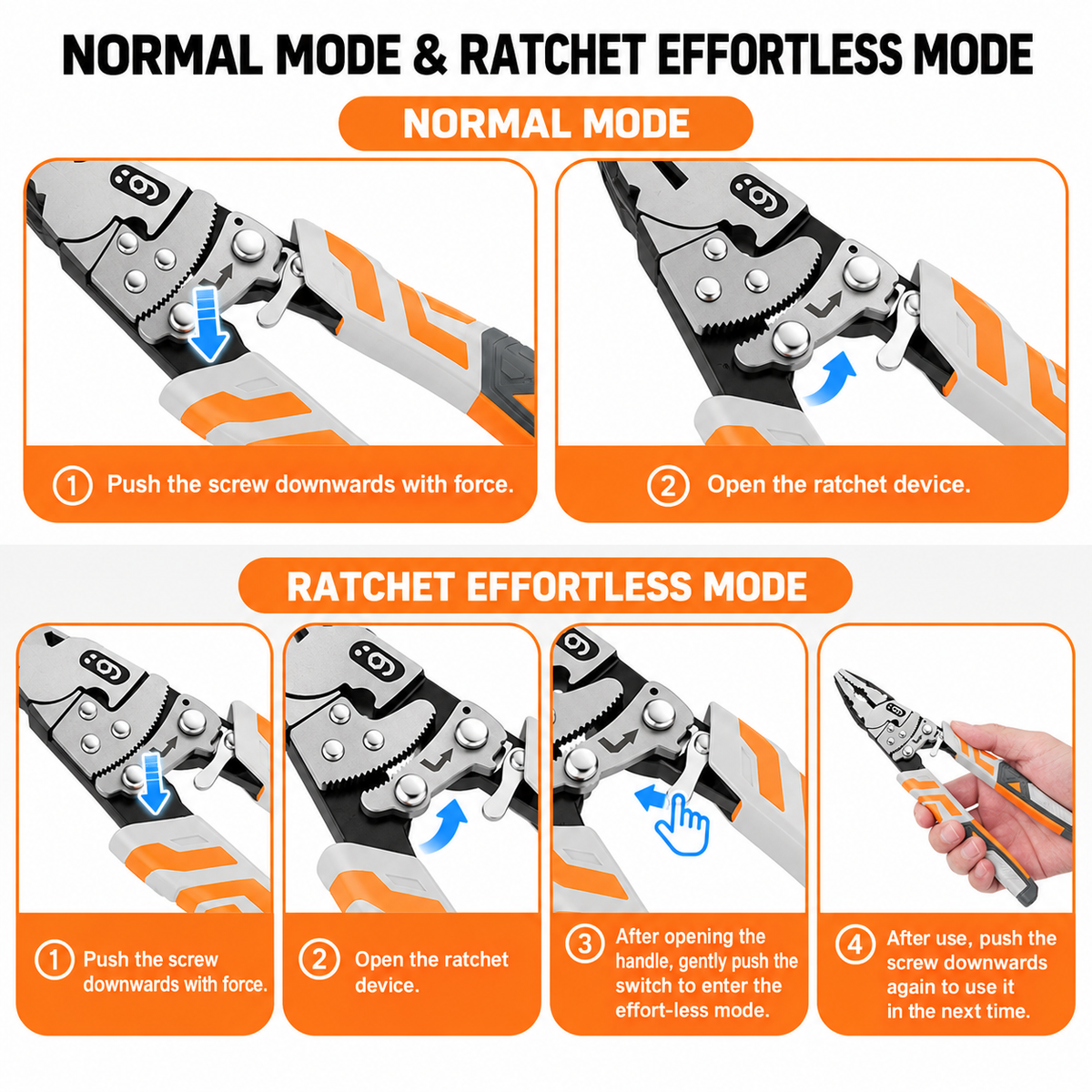 🔧 Self-Locking Ratchet Pliers – Secure Grip, Less Effort