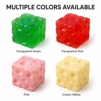 Cheese Cube Squishy Toy - Yellow, Pink, Red & Green