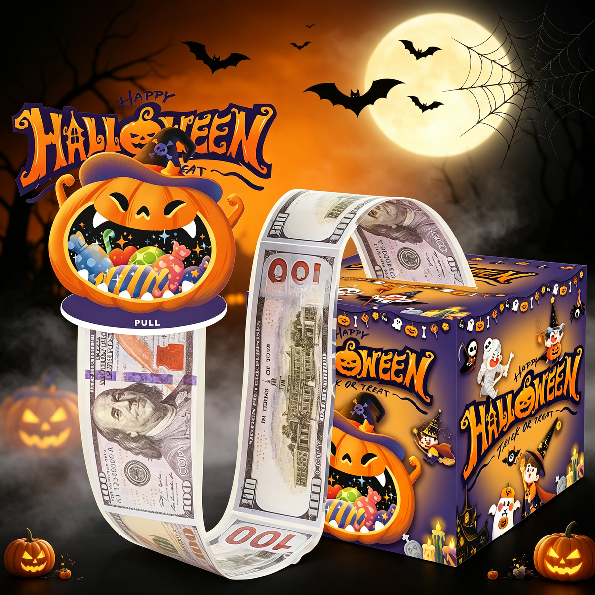 Money Pull Box, Creative Spooky Halloween Cash Holder💵🎁