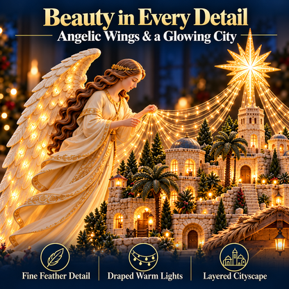 🎄✨ 3D Lighted Angel Nativity Centerpiece – Meaningful Christmas Mantel Decor