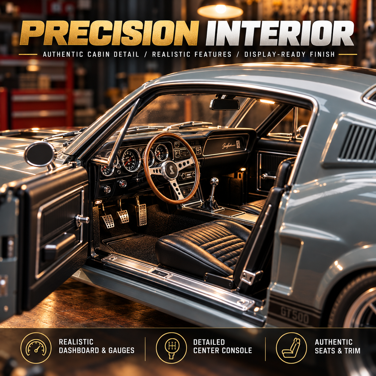 🏎️ Classic GT500-Style Fastback DIY Model Car - V8 Muscle Car Kit 🛠️