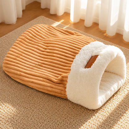 🐾 Cozy Cave Dog Bed – Plush Sherpa Hideaway with Soft Cushion & Non-Slip Bottom