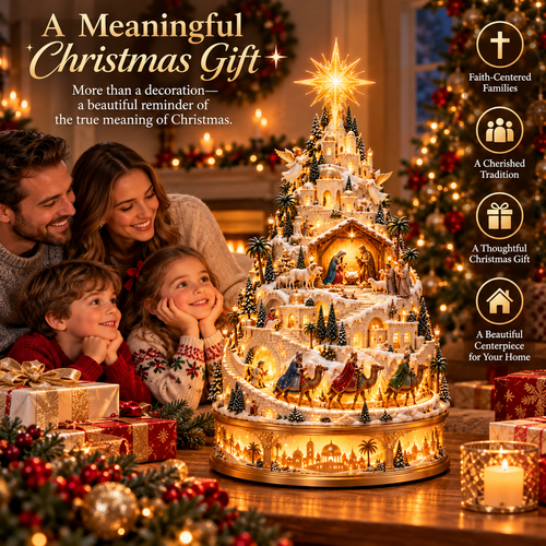 ✝️ Illuminated Nativity Christmas Village – Bethlehem Story Light-Up Holiday Centerpiece