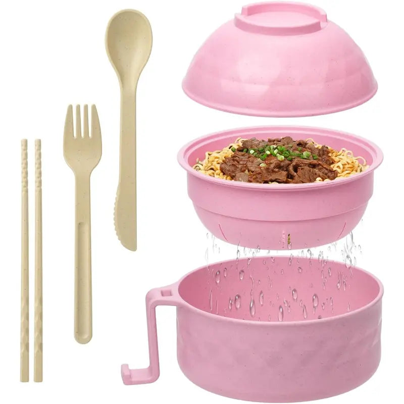 Colorful Round Bowls Complete Ramen Noodle Tableware Set