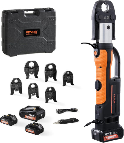 18V Electric Pipe Crimping Tool Press Tool Kit | 1/2' to 2' Copper Pipes, Compatible with ProPress, 6 VUS Press Jaws, 2pcs 4AH Battery & Fast Charger, Carrying Case