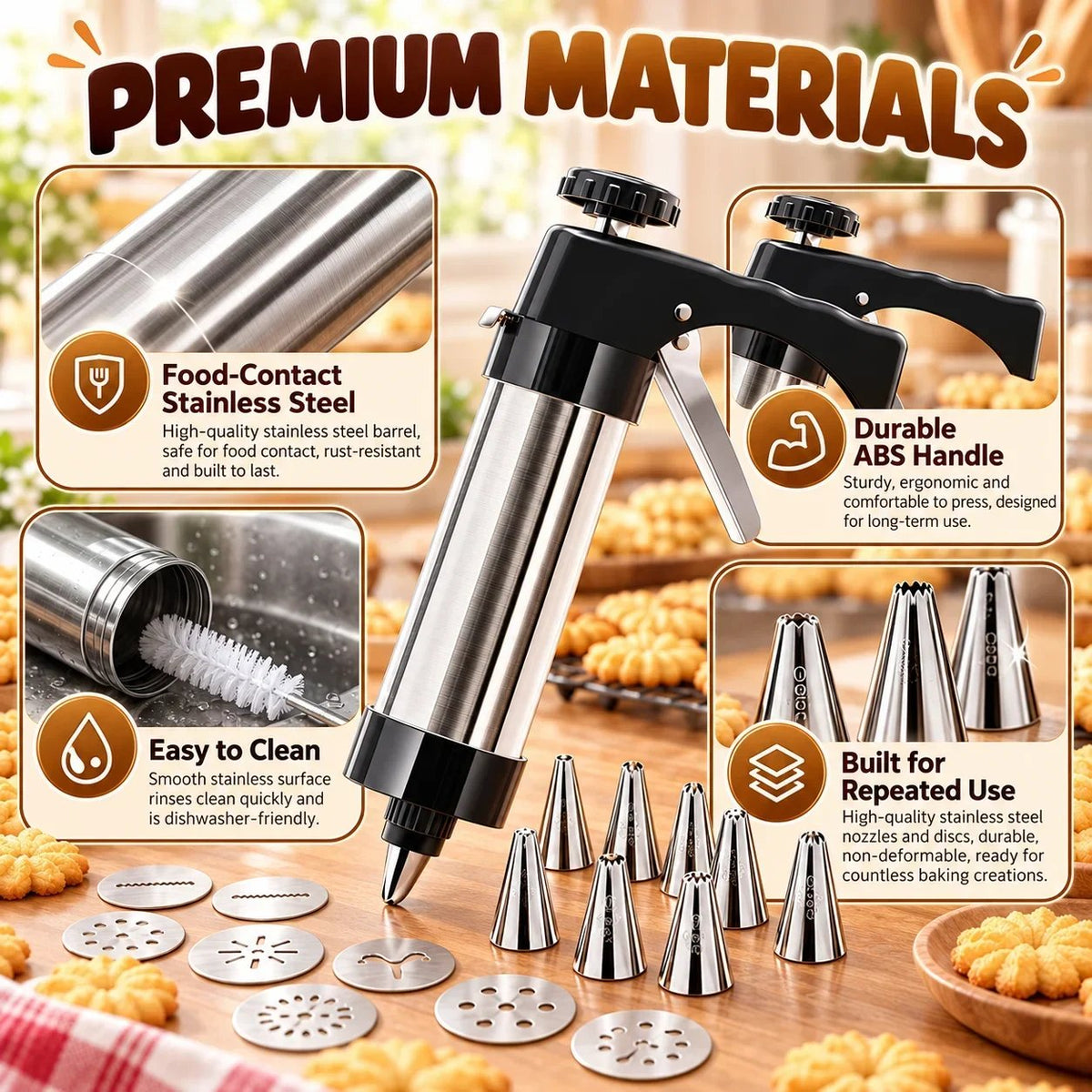 🔥HOT SALE 50% OFF🍪Stainless Steel Cookie Press & Decorating Kit