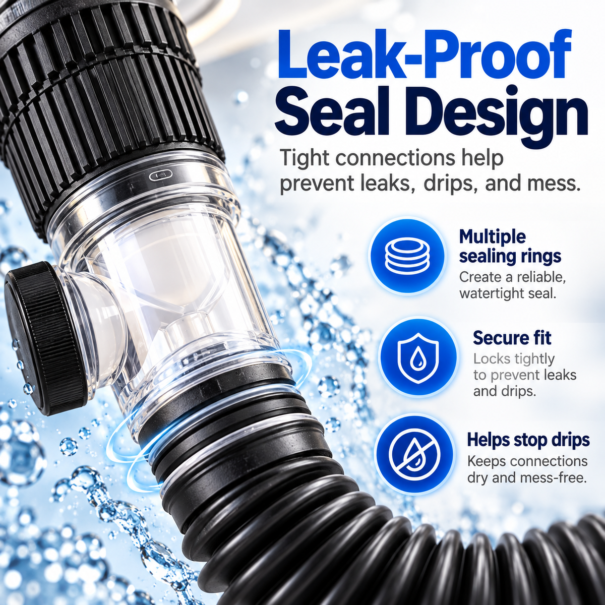 Flexible Sink Drain Kit – Adjustable Bendable Pipe with Anti-Odor Drain System