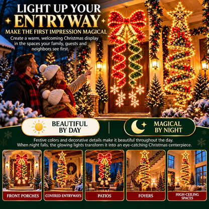 🎀 Giant Lighted Christmas Bow – Hanging Holiday Entryway Decoration