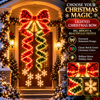 🎀 Giant Lighted Christmas Bow – Hanging Holiday Entryway Decoration