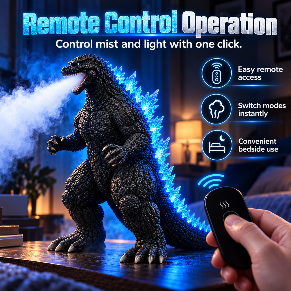 🐉 Kaiju Mist Humidifier – Cool Mist & Glowing Blue LED Monster 💙