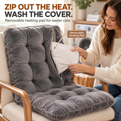 🔥 Heated Chair Cushion – Dual-Zone Plush Seat & Back Warmer with 9 Heat Levels
