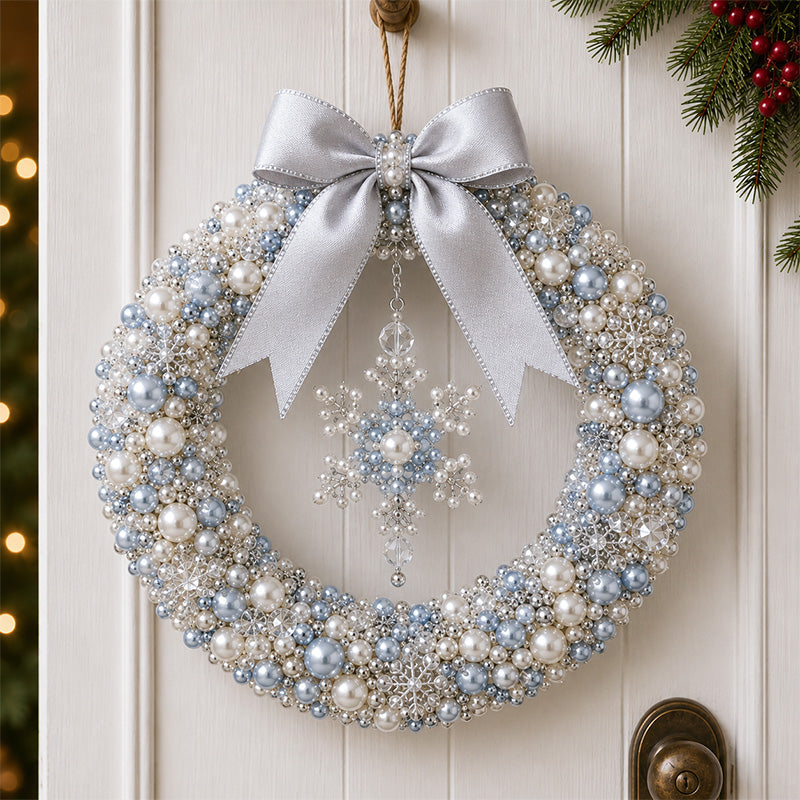 ⏳ Last Day 49% OFF – 🎄✨ DIY Christmas Pearl Wreath Kit – Handmade Beaded Holiday Door Décor 💎🎀