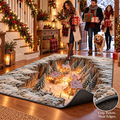 ✨🎄 Magical 3D Christmas Village Rug – Bring Winter Wonderland to Your Home! ❄️