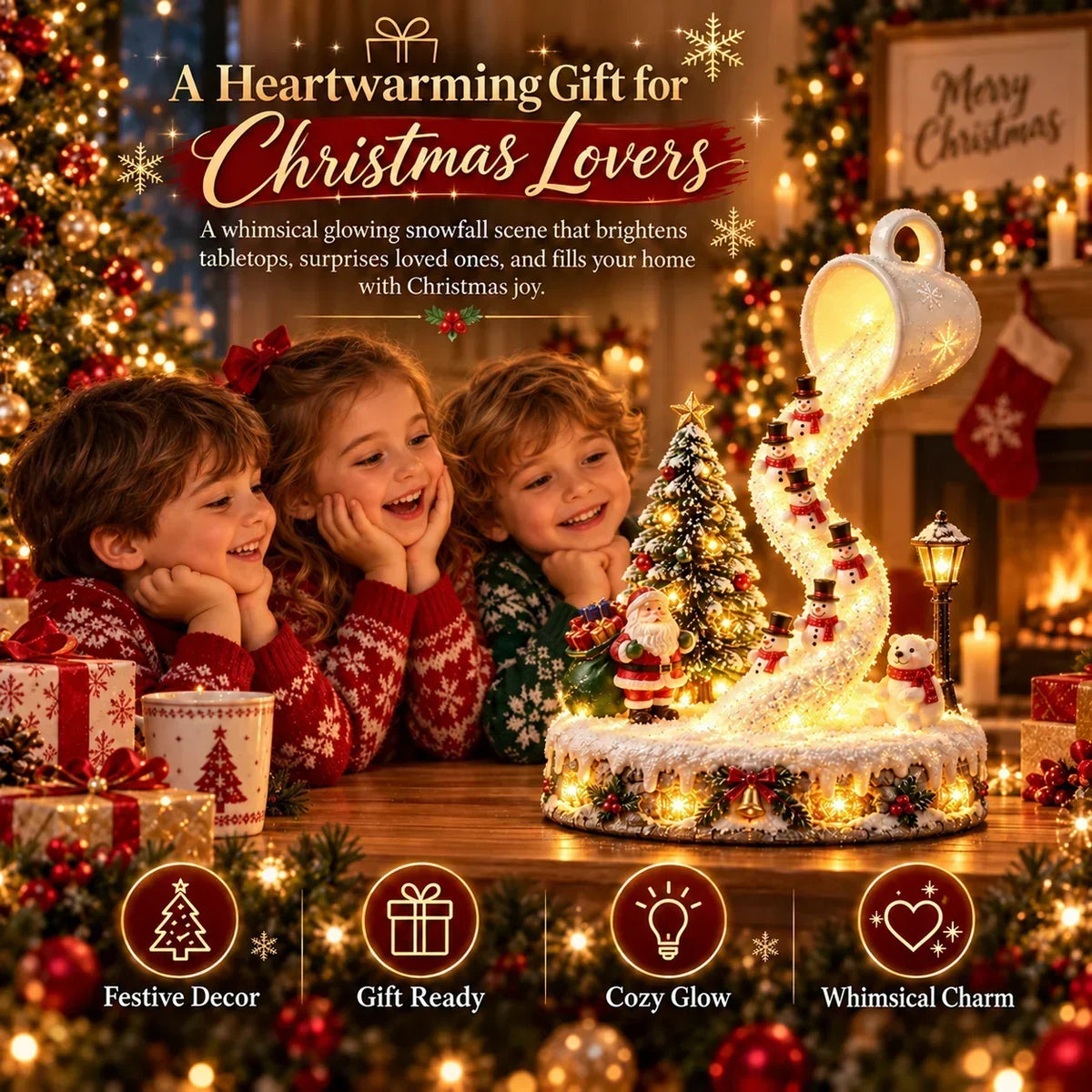Enchanted Christmas Glow Collection – Lighted Santa Sleigh & Snowman Christmas Decor