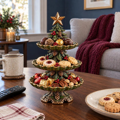 🎄 Vintage Christmas Tree 3-Tier Serving Stand
