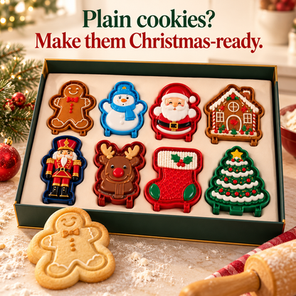 🎄 Christmas Cookie Cutter Set – 8 Festive Shapes for Holiday Baking 🍪✨