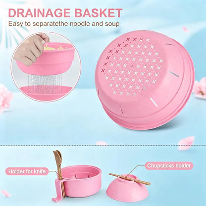 Colorful Round Bowls Complete Ramen Noodle Tableware Set