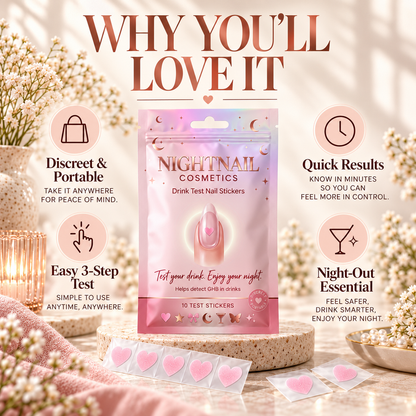 💅 Drink Test Nail Stickers – Discreet GHB Testing | 10-Pack