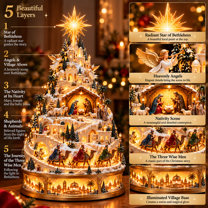 ✝️ Illuminated Nativity Christmas Village – Bethlehem Story Light-Up Holiday Centerpiece