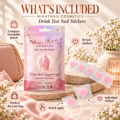 💅 Drink Test Nail Stickers – Discreet GHB Testing | 10-Pack
