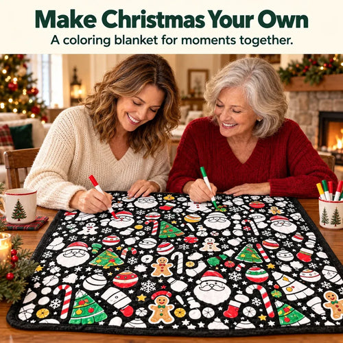 🎄 DIY Christmas Coloring Blanket Kit – Includes 24 Acrylic Markers!