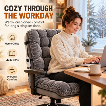 🔥 Heated Chair Cushion – Dual-Zone Plush Seat & Back Warmer with 9 Heat Levels