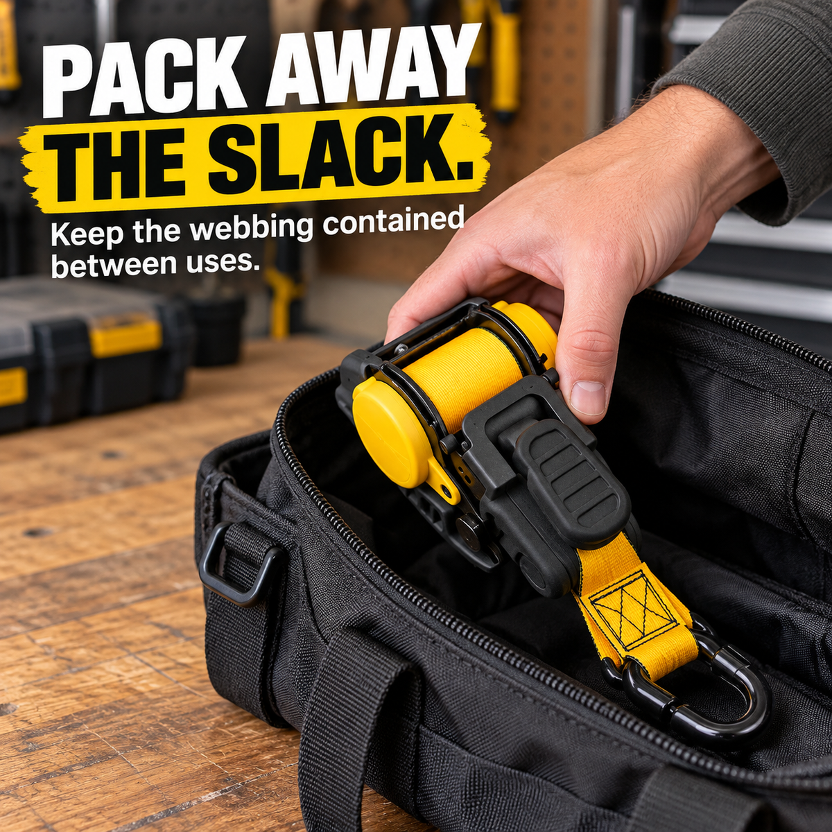 🪝🚚 Retractable Ratchet Tie-Down Strap – Auto-Rewind Webbing & Dual Hooks for Cargo, Trailers & Outdoor Gear