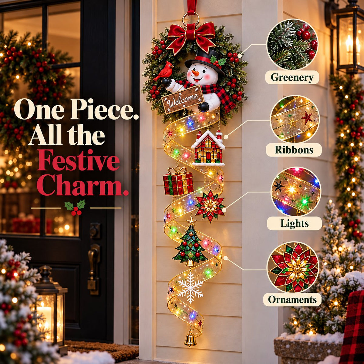 🎄 Let the Holidays Shine Through | Stained-Glass Door Decor
