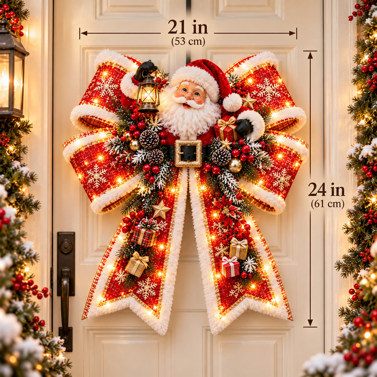 🎀 Giant Light-Up Christmas Bows – Magical Holiday Door Hangers in 6 Styles 🎄✨