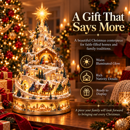 ✝️ Illuminated Nativity Christmas Village – Bethlehem Story Light-Up Holiday Centerpiece