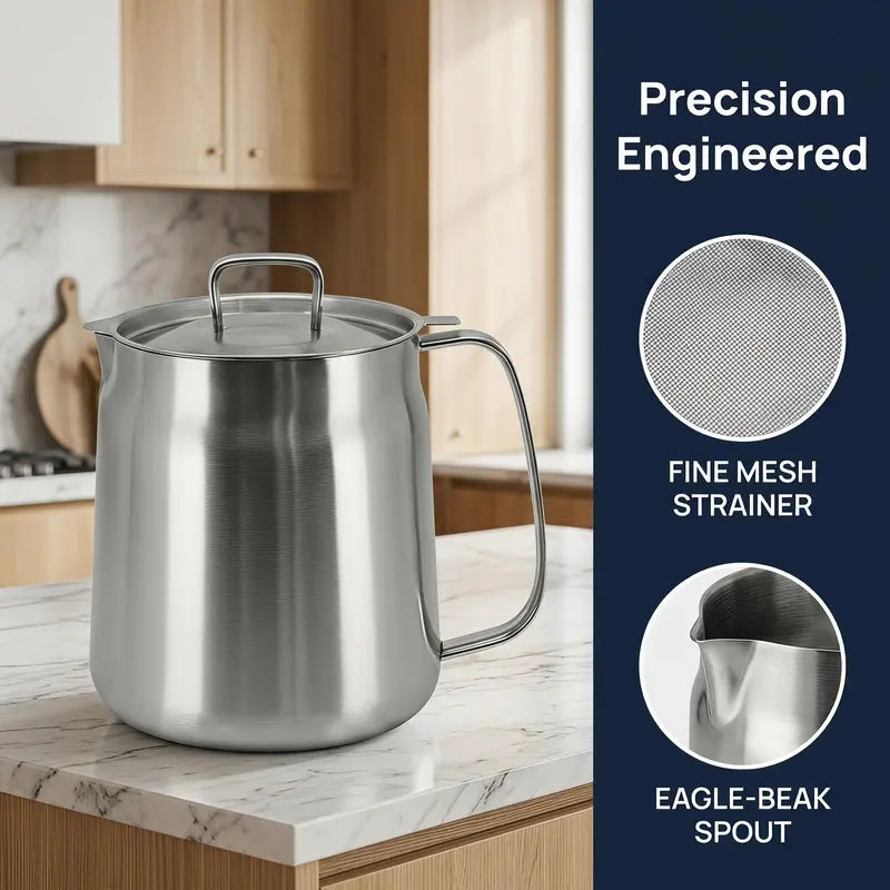 68oz 201 Stainless Steel Deep Fryer Pot with Basket & Strainer
