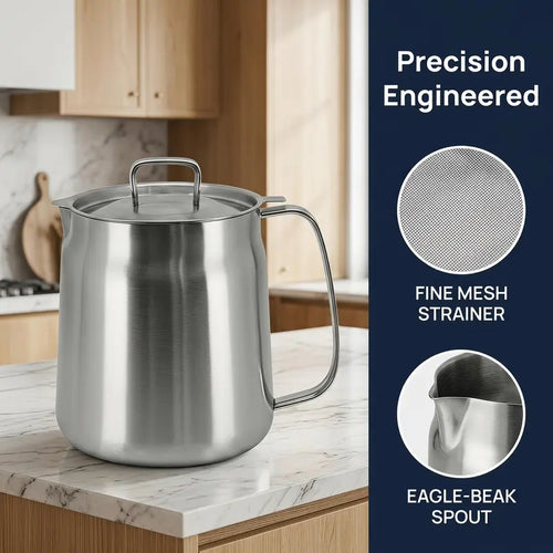 68oz 201 Stainless Steel Deep Fryer Pot with Basket & Strainer