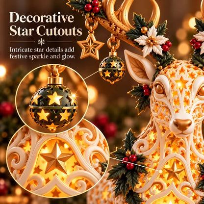 🦌✨ Golden Starlight Reindeer™ – Christmas Candle Holder with Magical Starry Glow 🎄🕯️