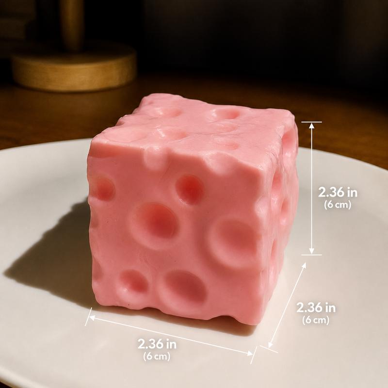 Cheese Cube Squishy Toy - Yellow, Pink, Red & Green