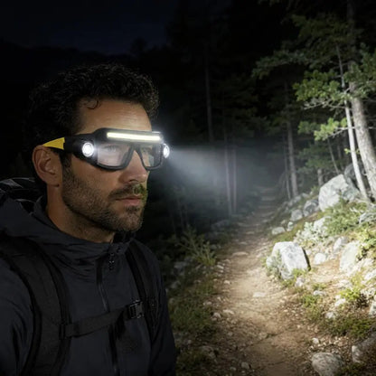 🔦 Rechargeable LED Headlamp Glasses ✨ Hands-Free Lighting with Wave Control!