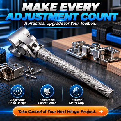 🔧 Adjustable Steel Hinge Wrench – Precision Door Hinge Adjustment Tool with Articulated Head & Anti-Slip Grip